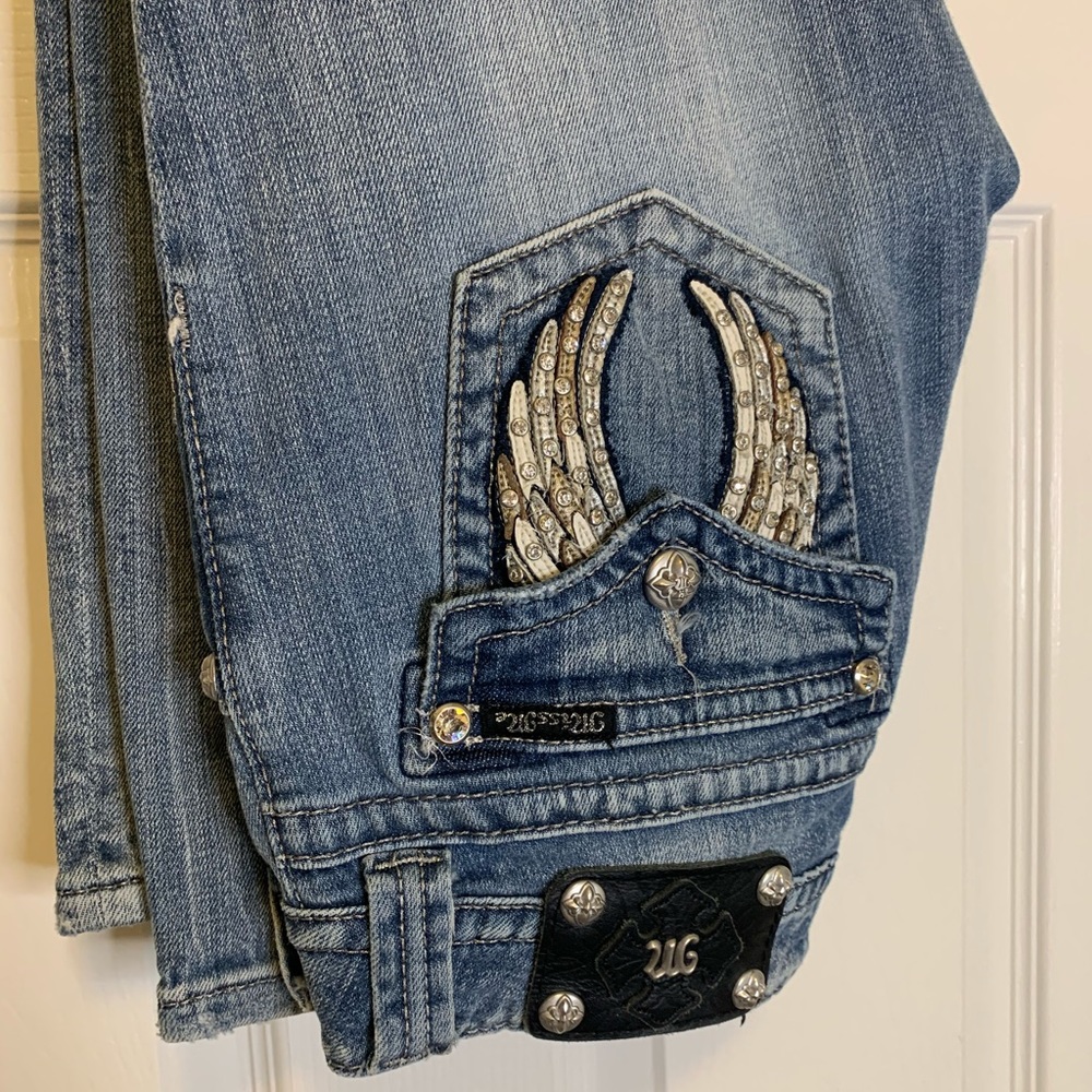 Miss Me Skinny Jeans w Angel Wings & Rhinestones